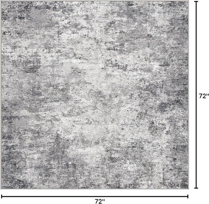 UERMEI Square Area Rugs : Washable 6x6 Neutral Modern Abstract Carpet - Image 2