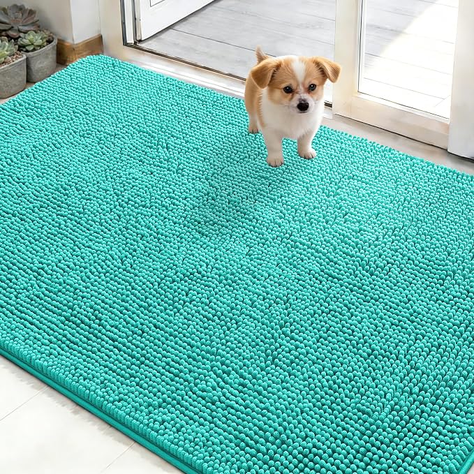 OLANLY Dog Door Mat for Muddy Paws 48x30, Super Absorbent Chenille Mud Mat | by OLANLY