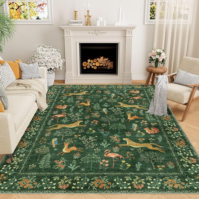 DUKINO 6x9 Area Rug, Washable Animal Living Room Rug Non Slip, Low Pile by DUKINO