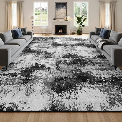 Washable Rug 9x12 Area Rugs for Living Room Bedroom Carpet Black | Indoor by Acapet