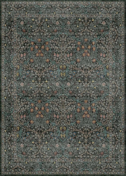 Vintage Washable Dark Green 10x14 Rug - Image 2