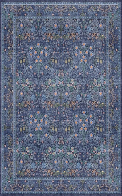 Vintage Dark Blue Living Room Rug 5x8 Area Rug - Image 2