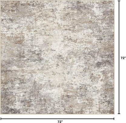 UERMEI Square Area Rugs : Washable 6x6 Neutral Modern Abstract Carpet - Image 2