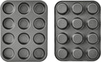 Amazon Basics Nonstick Round Muffin Baking Pan, 12 Cups, Set of 2, Gray, 13.9x10.55x1.22"