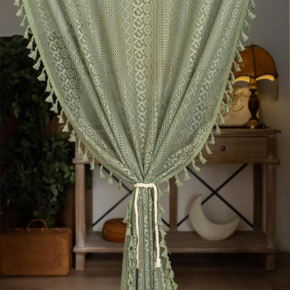 Sutuo Home Olive Green Boho Doorway Curtains - Image 8