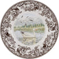 Spode Woodland Snow Goose Dinner Plate - 10.5 Inch Fine Earthenware with British Flowers Border, Microwave, Freezer, Dishwasher & Warm Oven Safe - Hunting-Themed Thanksgiving Plate, Made in England
