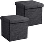 Ornavo Home 2 Pack 15 Inch Folding Storage Ottoman, Square Cube Linen Small by OrnavoHome