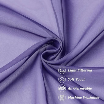 Chyhomenyc Sheer Purple Tier Curtains 24 Inch Length, Small Window Curtains - Image 8