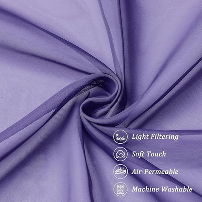 Chyhomenyc Sheer Curtains 36 inch Length 2 Panels, Light Filtering Voile Rod - Image 8