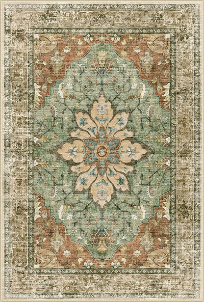RELEANY Washable Area Rug, Runner 3'x20', Brick/Brown/Green | Non-Slip - Image 10