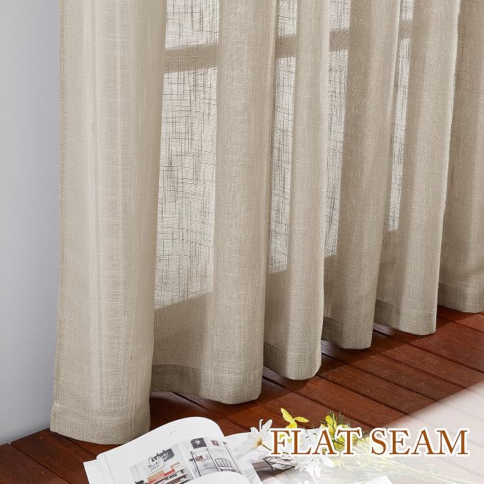 NICETOWN Privacy Linen Sheer Curtains, Rod Pocket & Back Tab Elegant Vertical - Image 6