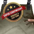Under NY Sky Super Light Apron - Pocket, Towel Loop, Leather Reinforcement - Kitchen Bib Apron - Cook, Chef, Server, Barista