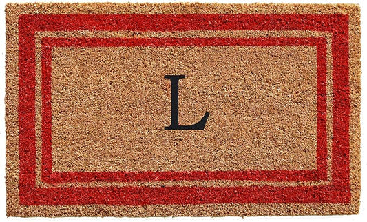 Calloway Mills 153031830L Red Border 18" x 30" Monogram Doormat by Callowaymills