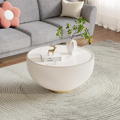 Round Marble Coffee Table Set of 2, 2 Piece Coffee Table and End Table - Image 5
