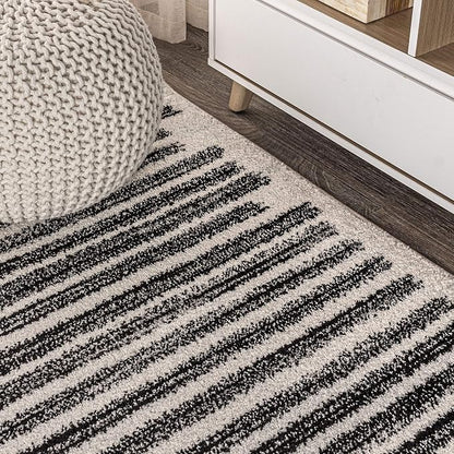 JONATHAN Y Khalil Modern Berber Stripe Cream/Black 6x6 Square Indoor Area Rug - Image 5