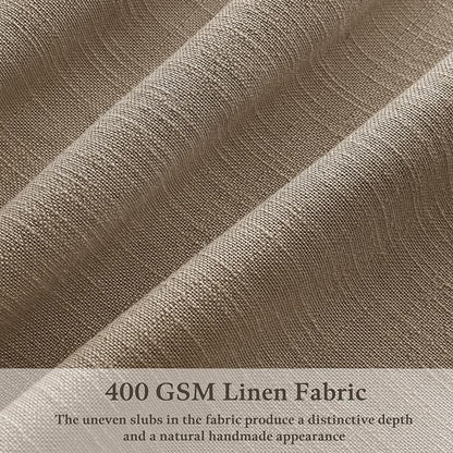 Light Brown Linen Pleated Light Filtering Country Curtains 45 Inch Length | - Image 2
