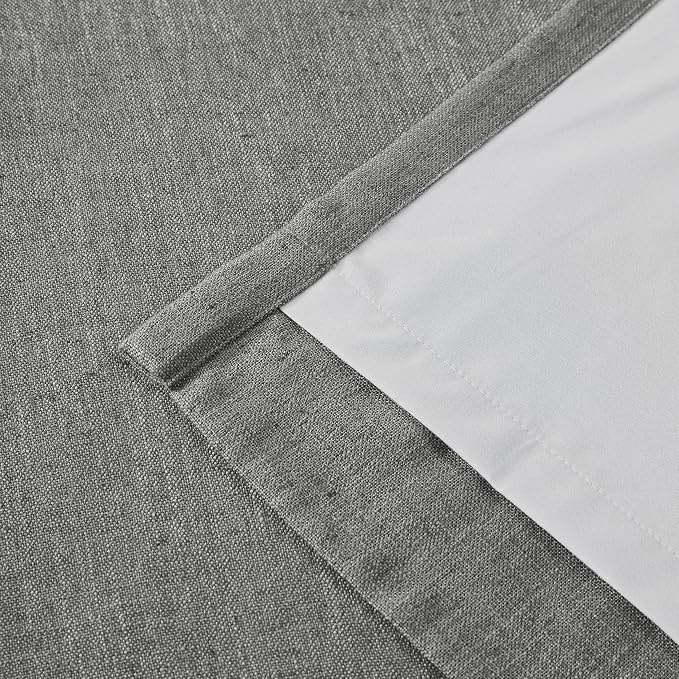 Vision Home Pinch Pleated Dark Grey Blackout Curtains 95 inch Linen Blended - Image 6