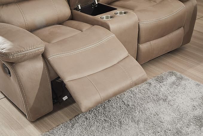 Betsy Furniture Microfiber Reclining Sofa Couch Set Living Room Set 8007 - Image 2