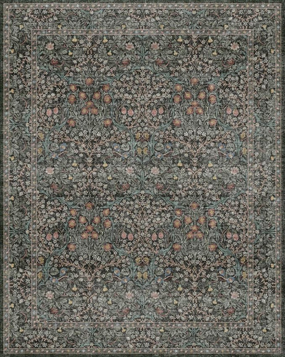 Washable Dark Green 10x12 Rug for Living Room - Image 3