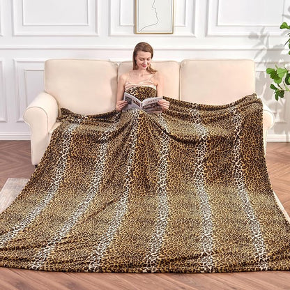 Edenleaf Fleece Queen Size Super Soft Cozy Leopard Print Blanket - Image 4