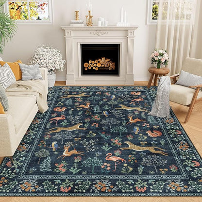 DUKINO 5x7 Area Rugs, Washable Animal Rug Living Room Non Slip, Soft Indoor by DUKINO