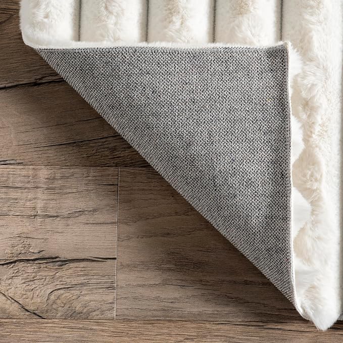 nuLOOM Kai Off White Striped Washable Area Rug, Oval 5' x 8' | Nuloom Kai - Image 4