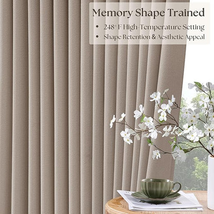 70 Inch Wide Blackout Pinch Pleat Curtains 102 Inches Long Burlywood Birch | - Image 4