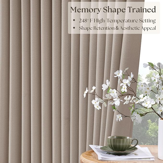 70 Inch Wide Blackout Pinch Pleat Curtains 108 Inches Long Burlywood Birch | - Image 4