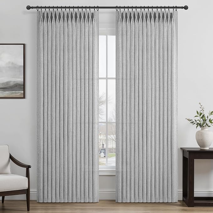 Unique Light Grey Pinch Pleat Thick Natural Linen 86 Inch Office Curtains 2 by PleatedDrapes