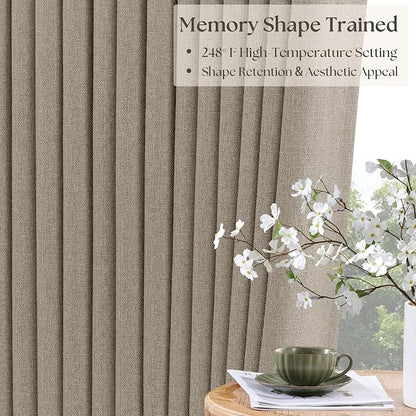 Pleated Blackout Dark Flax 120 Inch Long Curtains Double Layer | Viral Pinch - Image 3