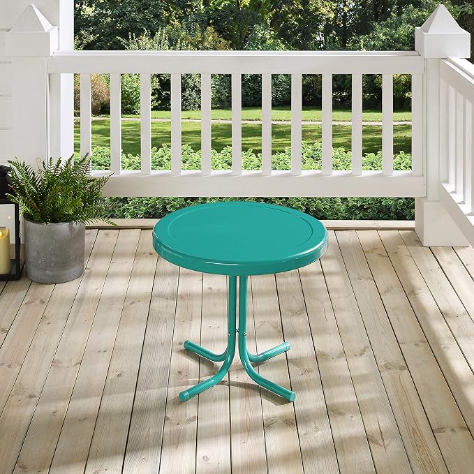 Crosley Furniture Griffith Weather Resistant Retro Metal Outdoor Side Table - Image 7