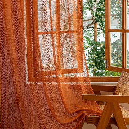 Sutuo Home Terracotta Boho Sheer Curtains 72 inches Long by SutuoHome