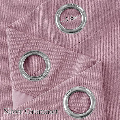 NICETOWN Short Faux Linen Pink Blackout Curtains 63 inches Long - Image 2