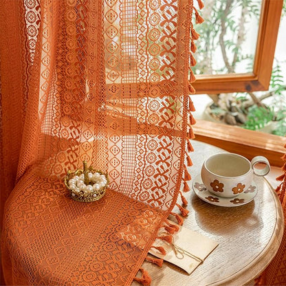 Sutuo Home Terracotta Boho Sheer Curtains 72 inches Long - Image 7