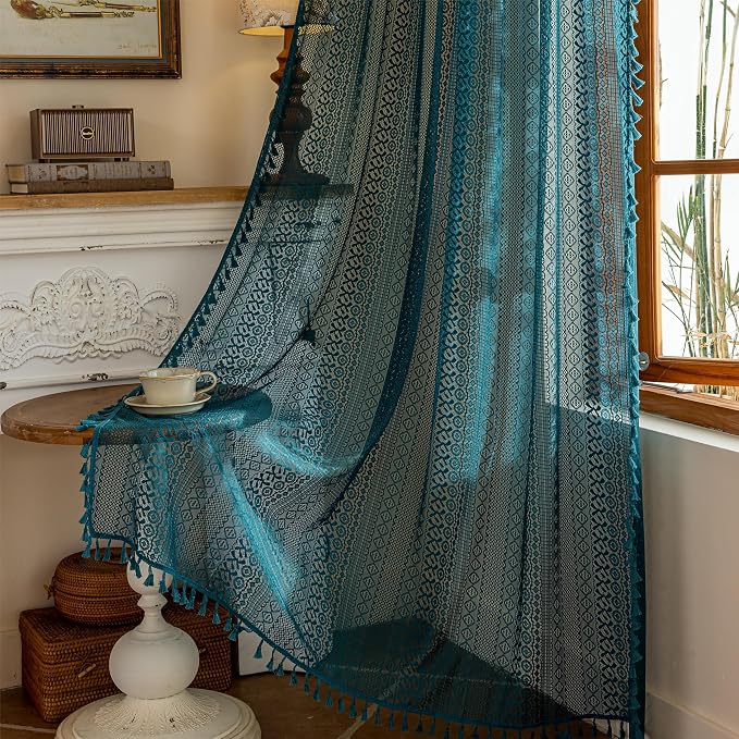 Sutuo Home Teal Boho Curtains 84 inches Long - Image 9