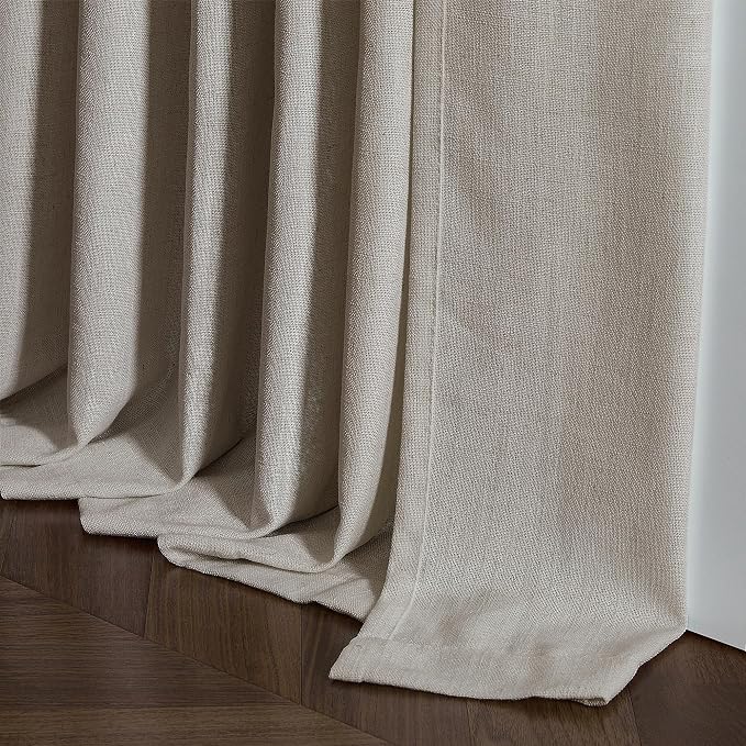 Burlywood Birch Pinch Pleat Linen Kitchen Curtains 45 Inches Long 2 Panels | - Image 6