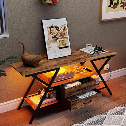 Simoretus TV Stand with Power Outlet and LED Lights, Fits TVs up to 65” - Image 6