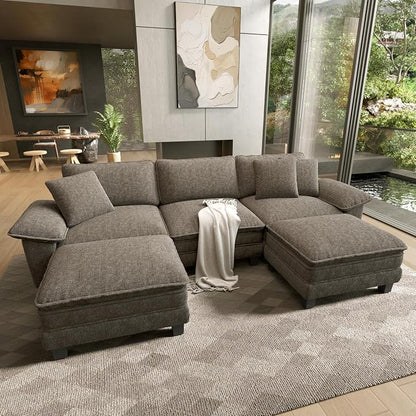 HERA'S HOUSE 124" Modular Sectional Sofa, Oversized U Shaped Couches by HERASHOUSE