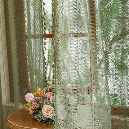 Sutuo Home Olive Green Boho Lace Curtains 84 Inches Long - Image 7