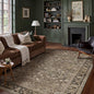 9x12 Brown Vintage Floral Washable Area Rug by HUGEAR