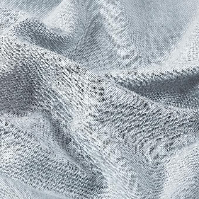 Vision Home Blue Gray Pinch Pleated Full Blackout Curtains Linen Blended Room - Image 5