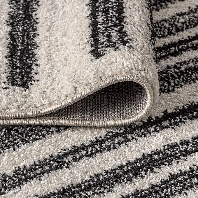 JONATHAN Y Khalil Modern Berber Stripe Cream/Black 9' Round Indoor Area Rug - Image 6