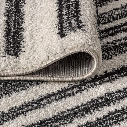 JONATHAN Y Khalil Modern Berber Stripe Cream/Black 3x3 Square Indoor Area Rug - Image 6