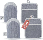 Casa Platino Silicone Oven Mitts & Potholders, 4-Piece – Pot Holders and Oven Mitts for BBQ & Baking, Oven Mitt for Kitchen & Microwave – Heat Resistant Up to 500°F, Durable & Flexible – Indigo