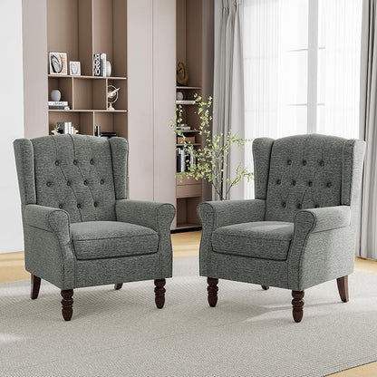 Pia Ricco Mid-Century Modern 2-Piece Wingback Chair Set by PiaRicco
