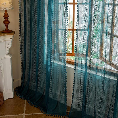 Sutuo Home Boho Lace Teal Curtains 96 inches Long by SutuoHome