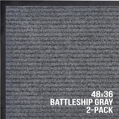 Front Door Mat, Indoor Outdoor Welcome Muddy Doormat, 48x36 Battleship Gray | - Image 7