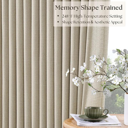 Pinch Pleat Beige 120 Inch Blackout Curtains - Image 5