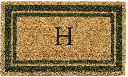 Calloway Mills 153041830H Sage Green Border 18" x 30" Monogram Doormat by Callowaymills