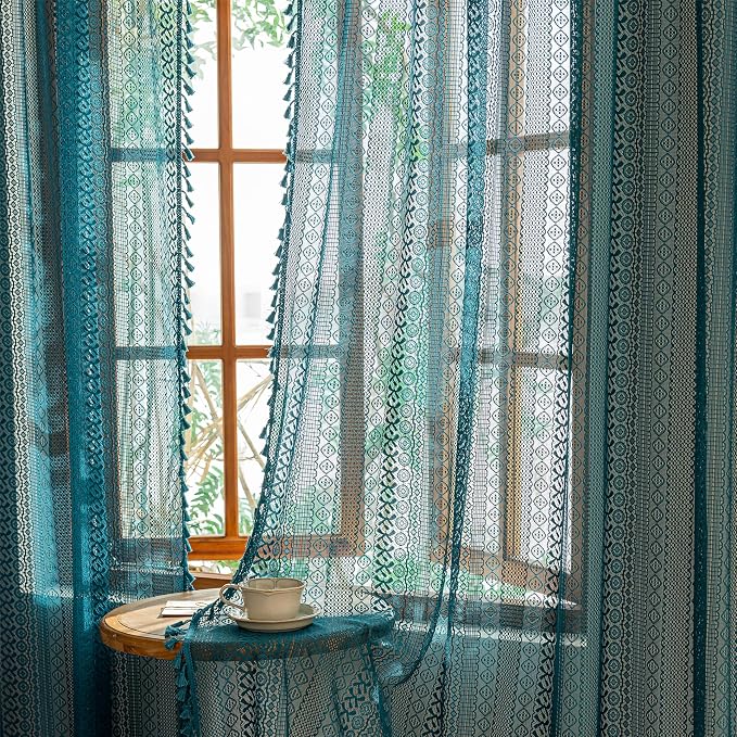 Sutuo Home Teal Boho Curtains 84 inches Long - Image 7